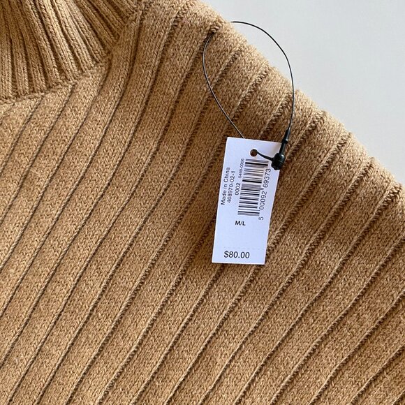 Banana Republic *NWT ($80) Women's Tan Brown Jumper Oversized Poncho Size M/L - Picture 3 of 9